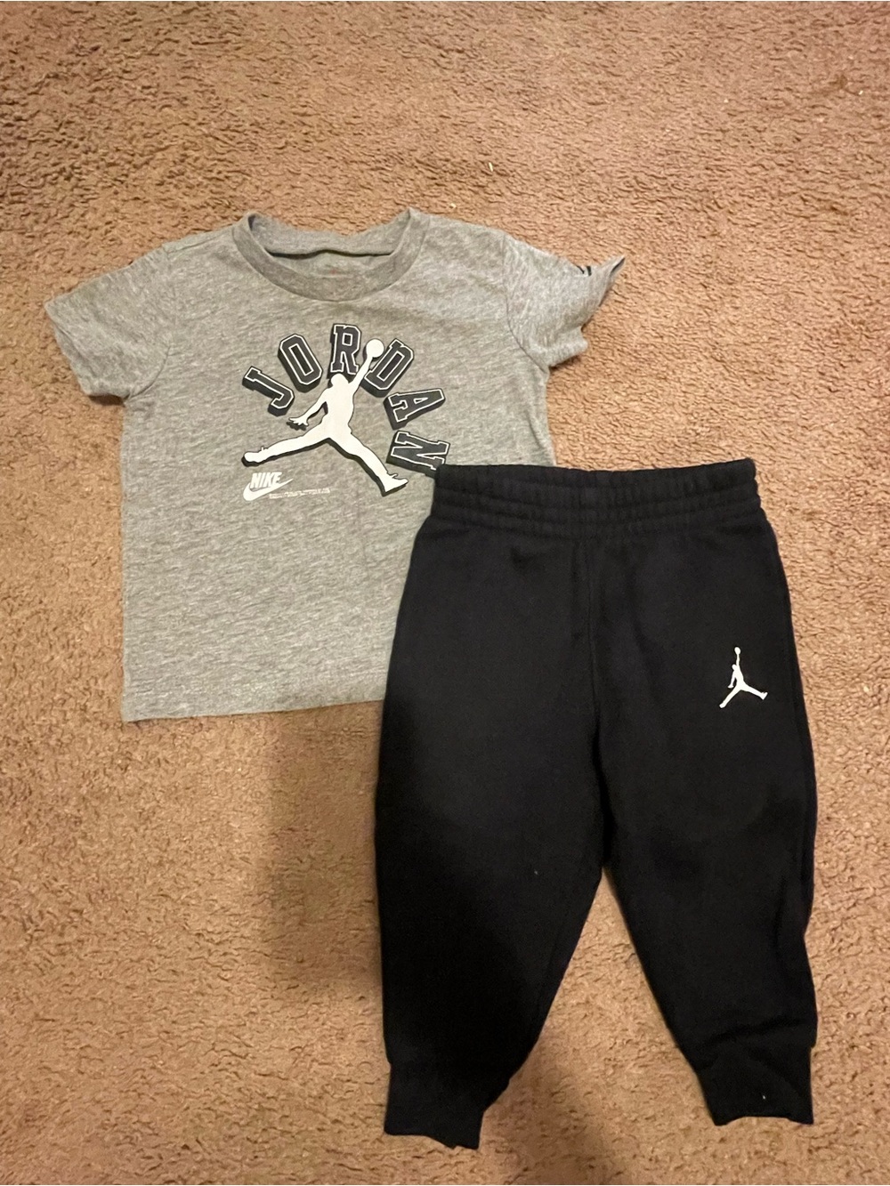 Jordan baby boy 12 months gray & black cotton & polyester tracksuit